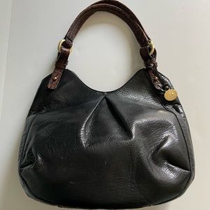 Brahmin Hobo style handbag. Two tone black and brown.